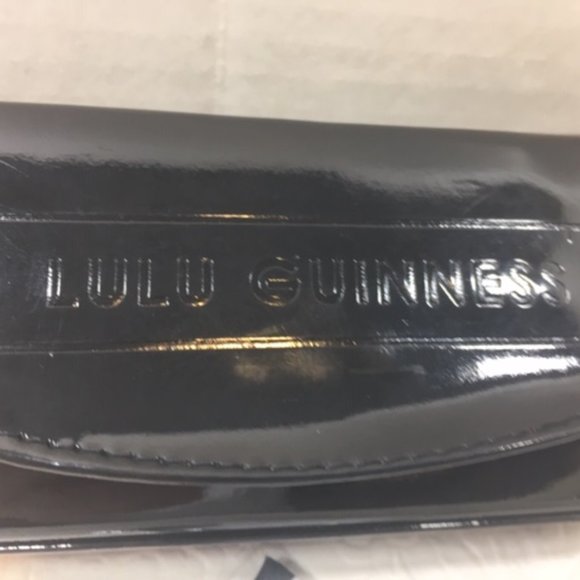 Lulu Guinness Designer 👓Eyeglasses👓 Hard Shell Case w/Mirror Black Shiny - Picture 2 of 11